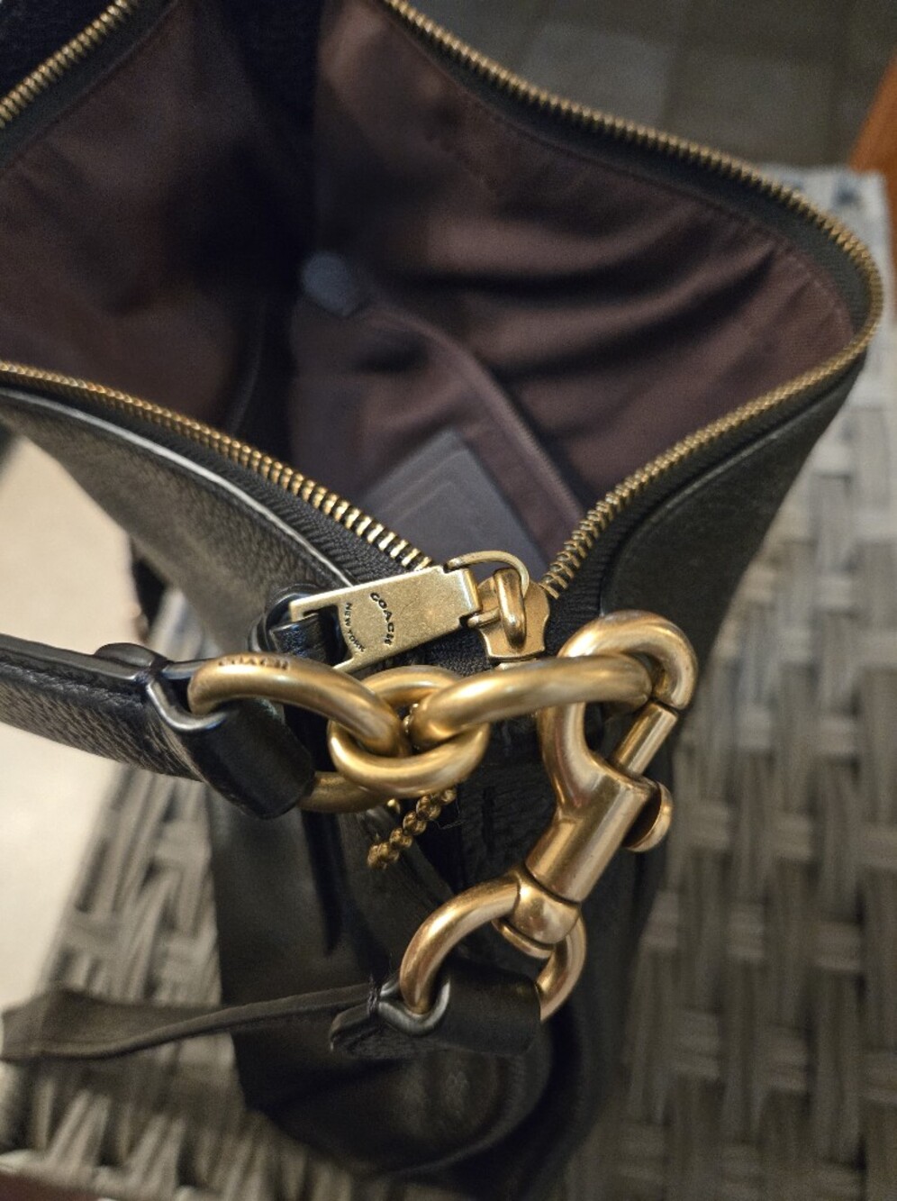 Coach Black Pebble Leather Shoulder Bag - Picture 6 of 8